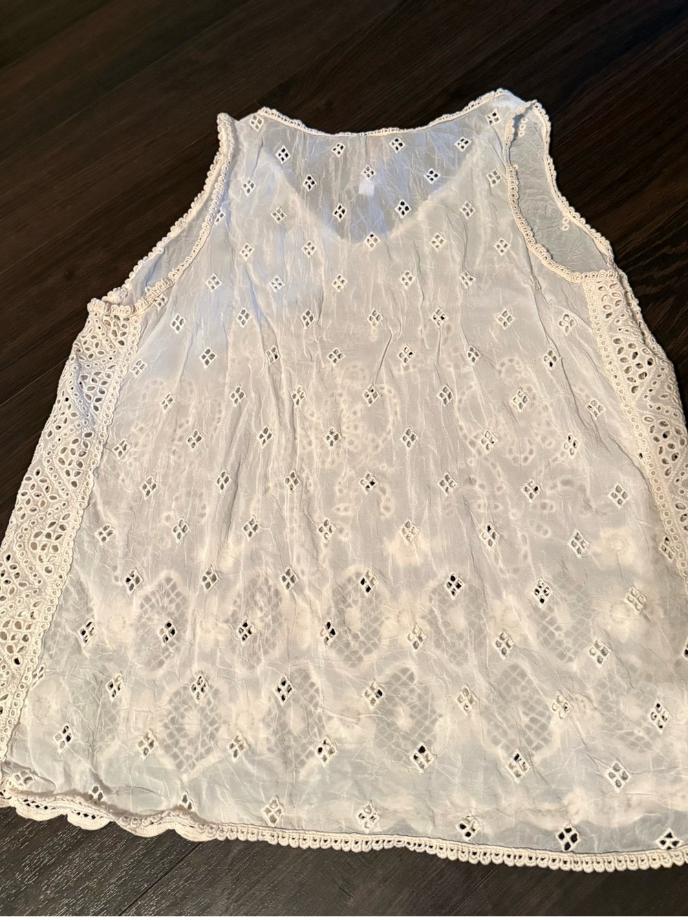 Johnny Was White Cupra Rayon Eyelet Lace Tank Top Medium Boho Cottagecore Sheer - Picture 2 of 4